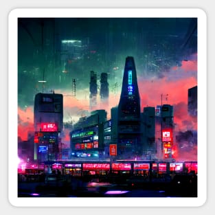 Cyberpunk City Night Sticker